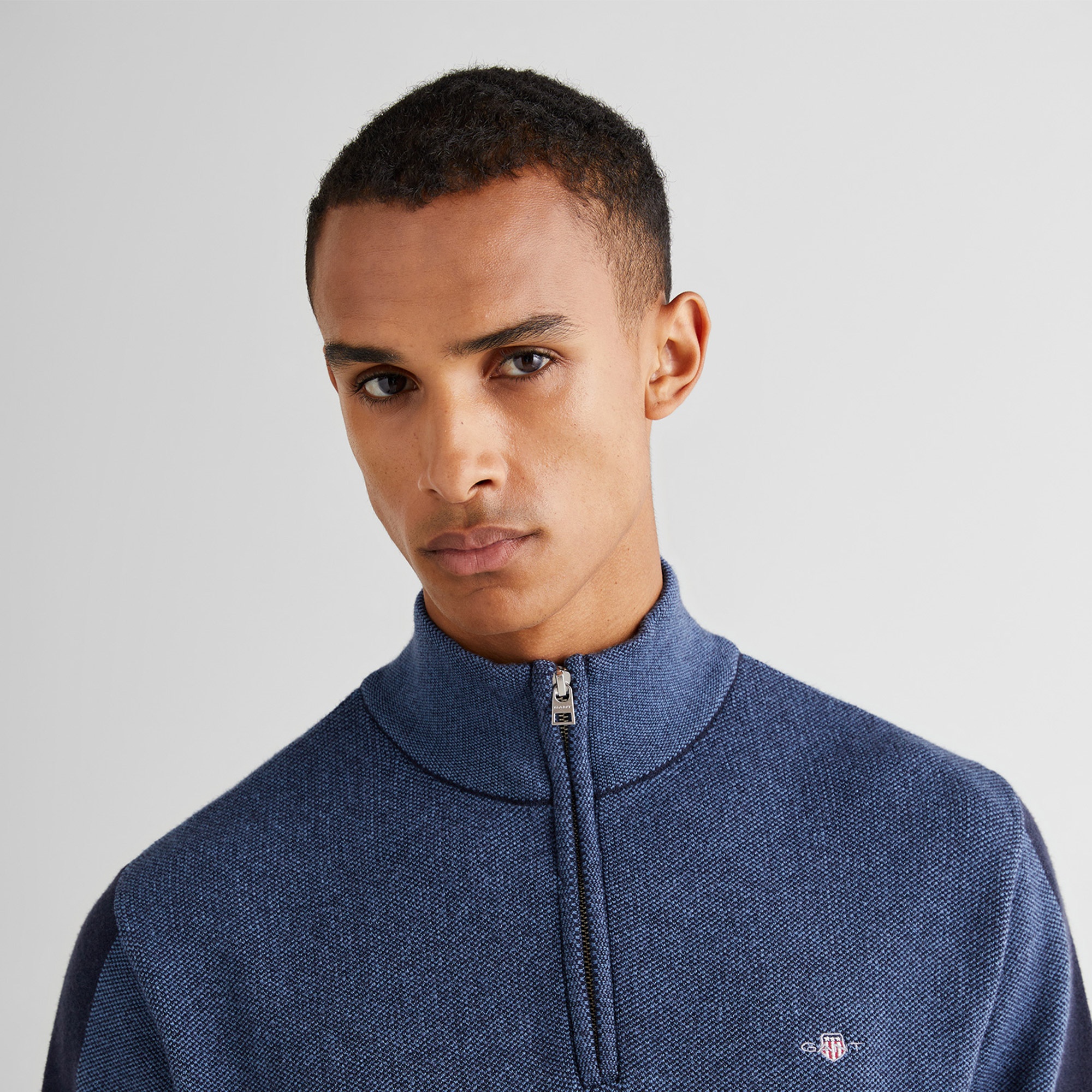 GANT Erkek Lacivert Relaxed Fit Yarım Fermuarlı Kazak