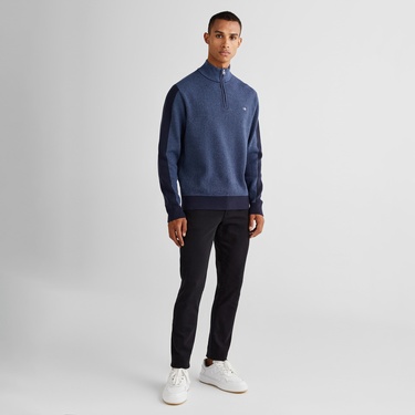  GANT Erkek Lacivert Relaxed Fit Yarım Fermuarlı Kazak