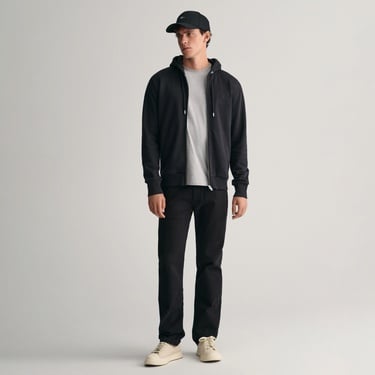  GANT Erkek Siyah Regular Fit Fermuarlı Logolu Sweatshirt