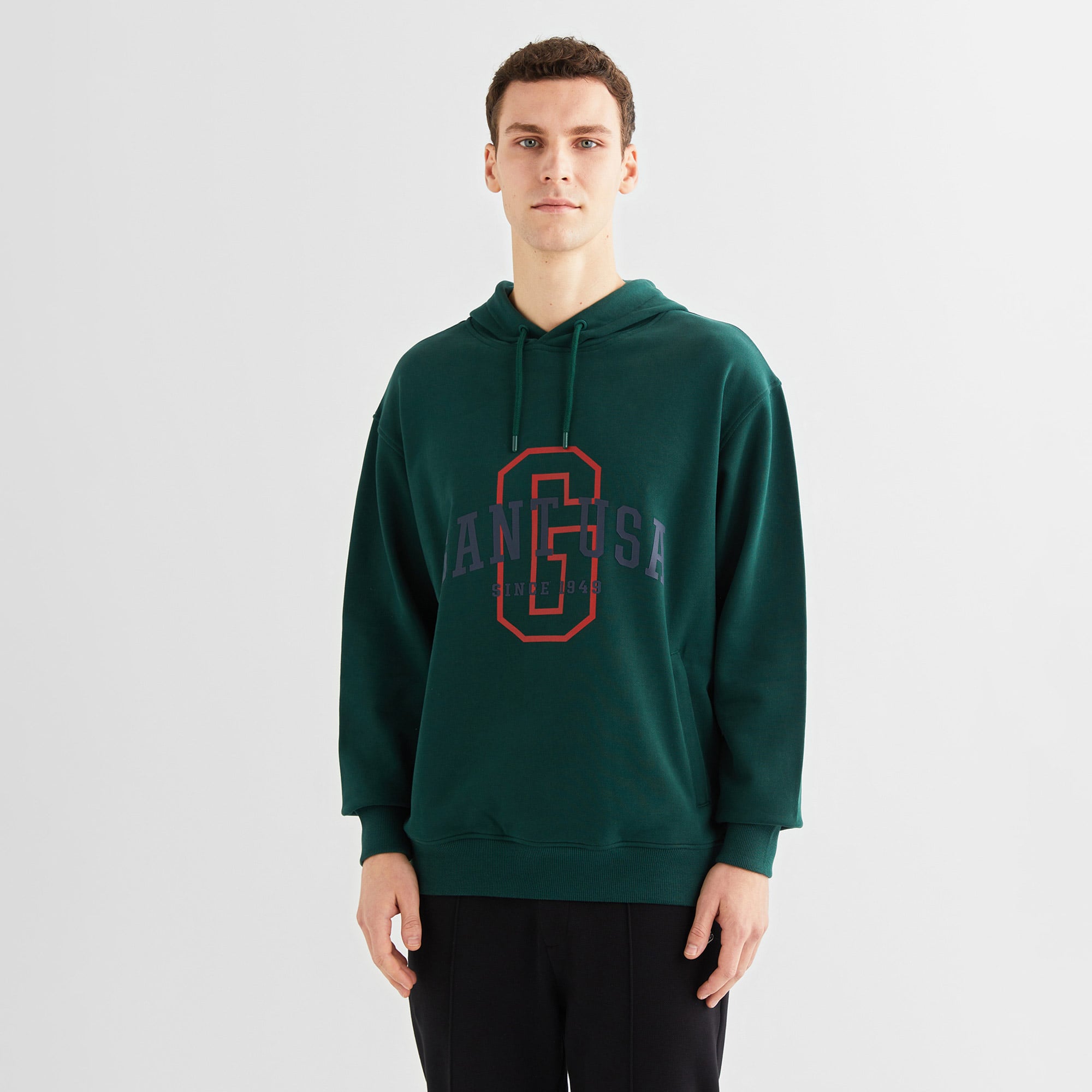  GANT Erkek Yeşil Relaxed Fit Kapüşonlu Logolu Sweatshirt