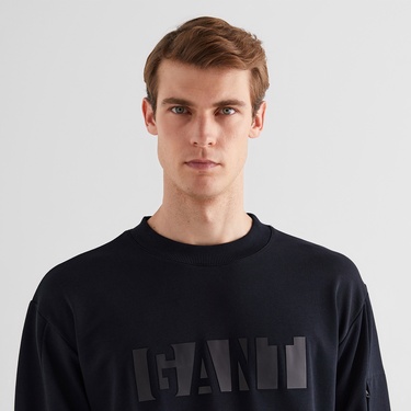  GANT Erkek Siyah Relaxed Fit Bisiklet Yaka Logolu Sweatshirt
