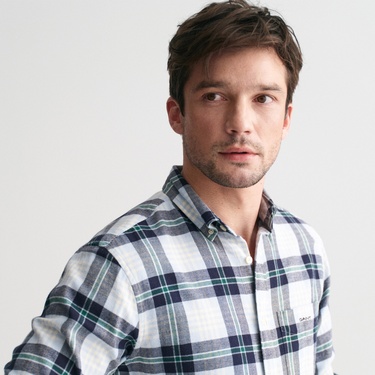  GANT Erkek Mavi Regular Fit Düğmeli Yaka Logolu Gömlek