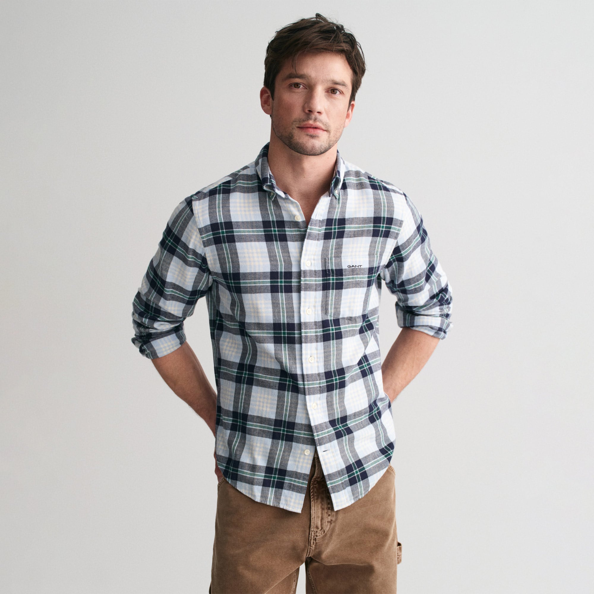  GANT Erkek Mavi Regular Fit Düğmeli Yaka Logolu Gömlek