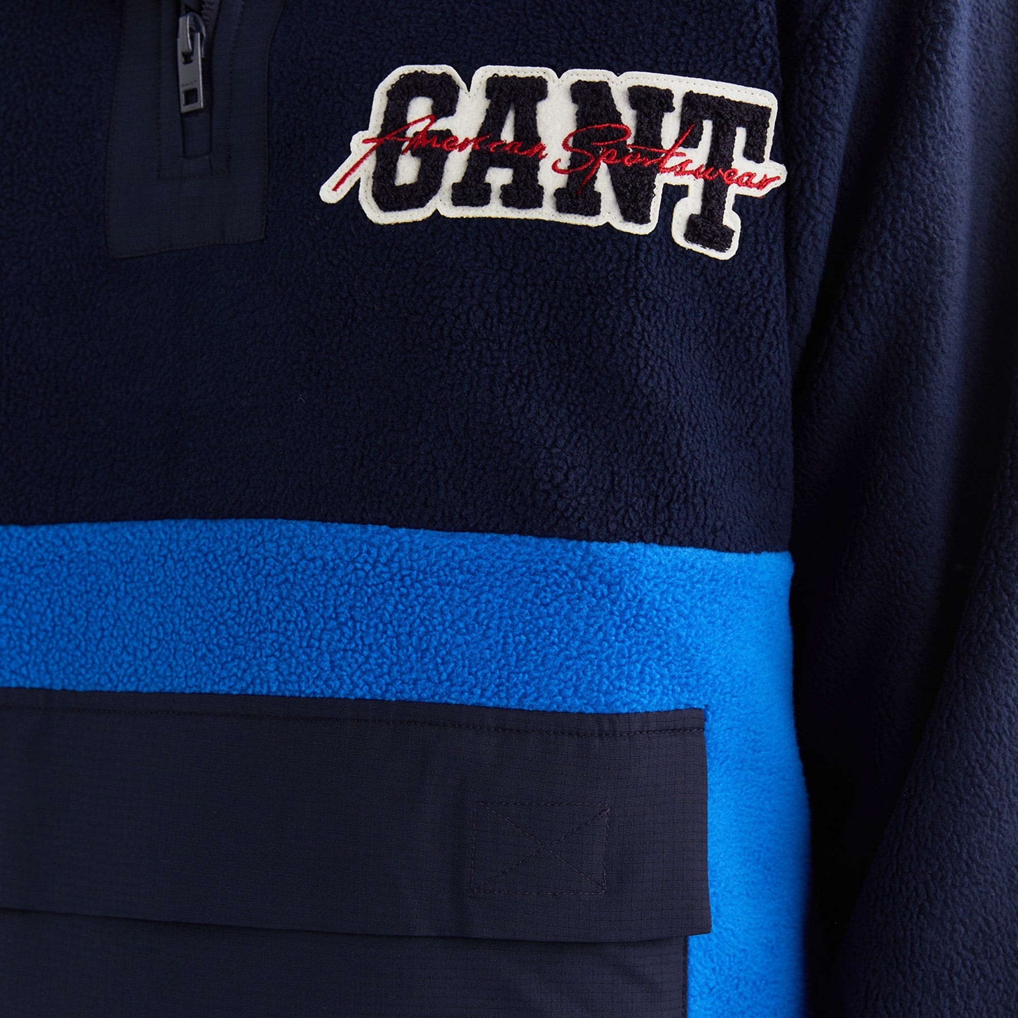 GANT Erkek Lacivert Relaxed Fit Yarım Fermuarlı Logolu Sweatshirt