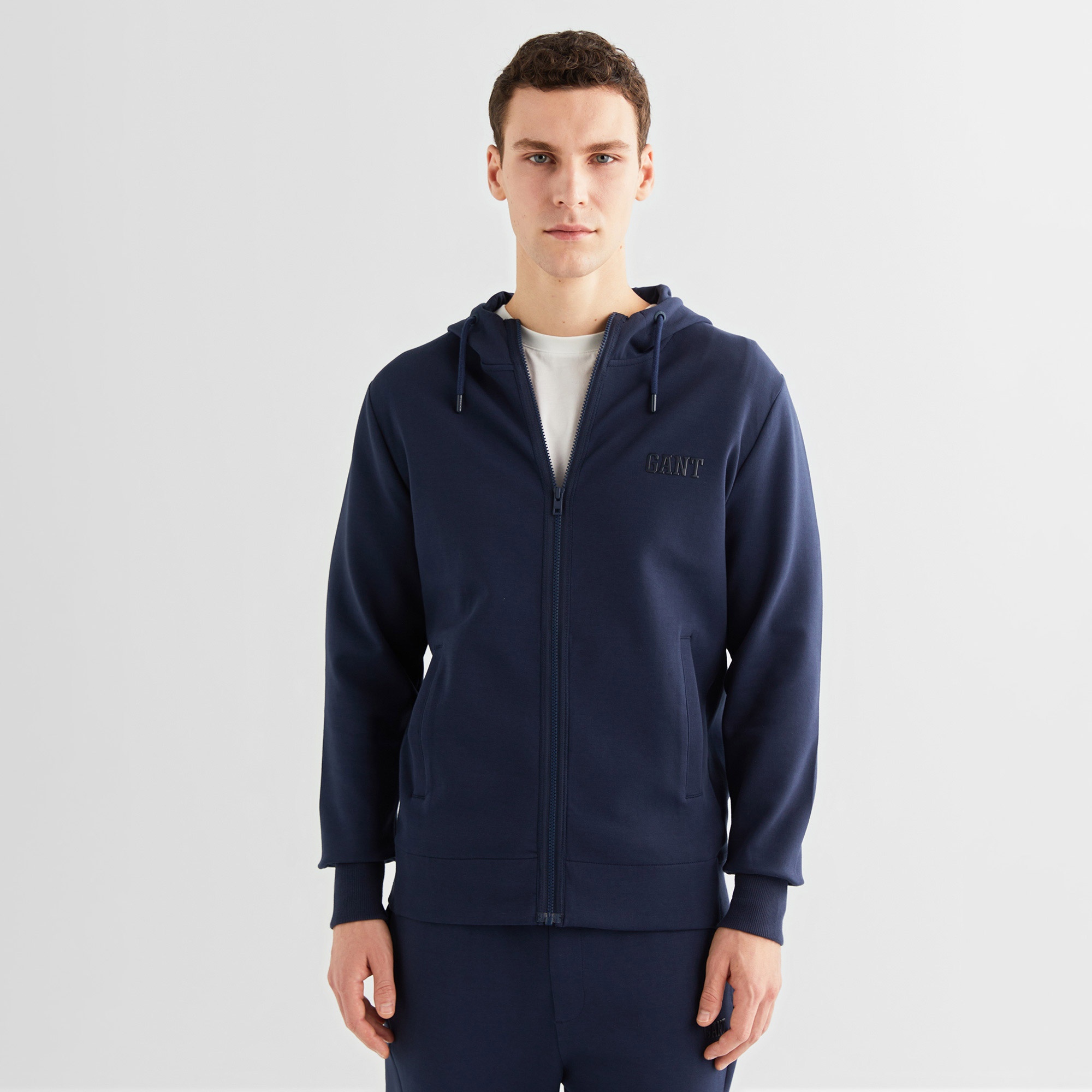 GANT Erkek Lacivert Relaxed Fit Kapüşonlu Logolu Sweatshirt