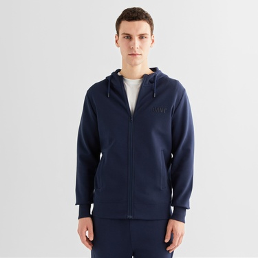  GANT Erkek Lacivert Relaxed Fit Kapüşonlu Logolu Sweatshirt