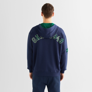  GANT Erkek Lacivert Relaxed Fit Kapüşonlu Logolu Sweatshirt