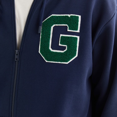  GANT Erkek Lacivert Relaxed Fit Kapüşonlu Logolu Sweatshirt