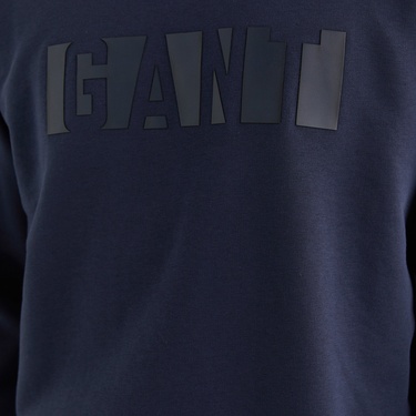  GANT Erkek Lacivert Relaxed Fit Bisiklet Yaka Logolu Sweatshirt