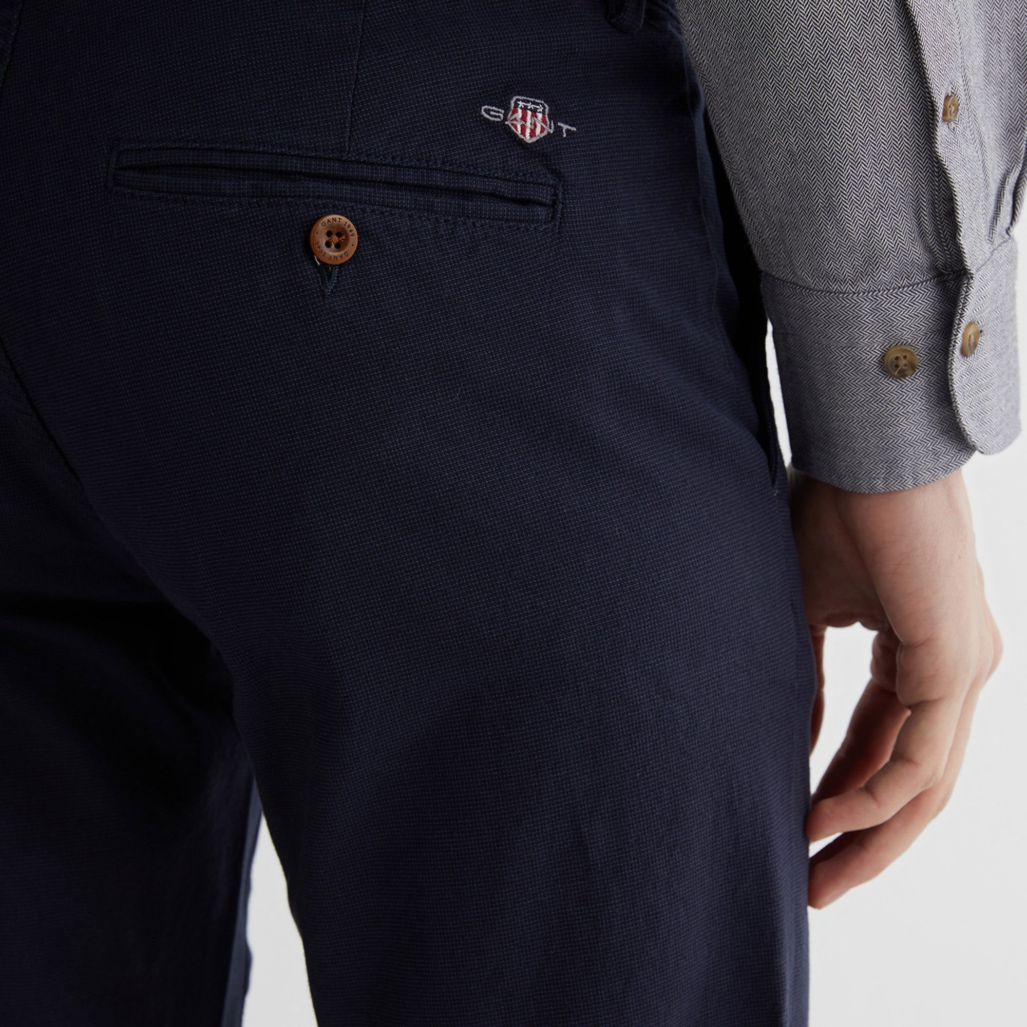 GANT Erkek Lacivert Regular Fit Ekose Pantolon