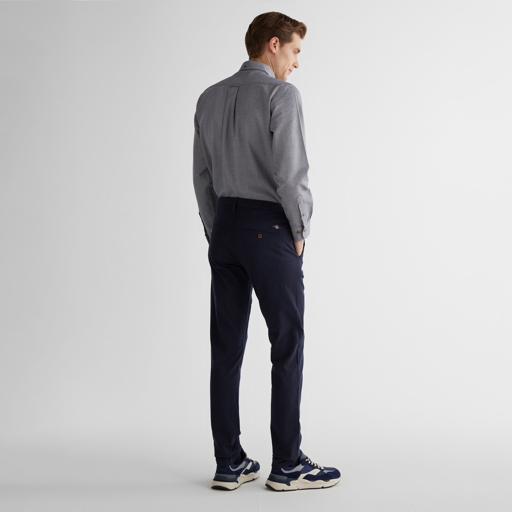 GANT Erkek Lacivert Regular Fit Ekose Pantolon