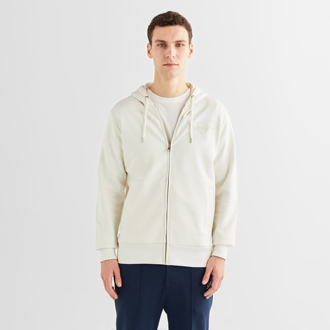  GANT Erkek Krem Regular Fit Kapüşonlu Logolu Sweatshirt