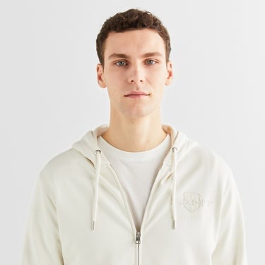  GANT Erkek Krem Regular Fit Kapüşonlu Logolu Sweatshirt