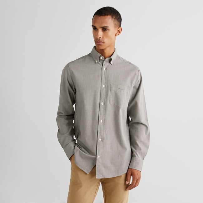  GANT Erkek Gri Regular Fit Düğmeli Yaka Kareli Gömlek