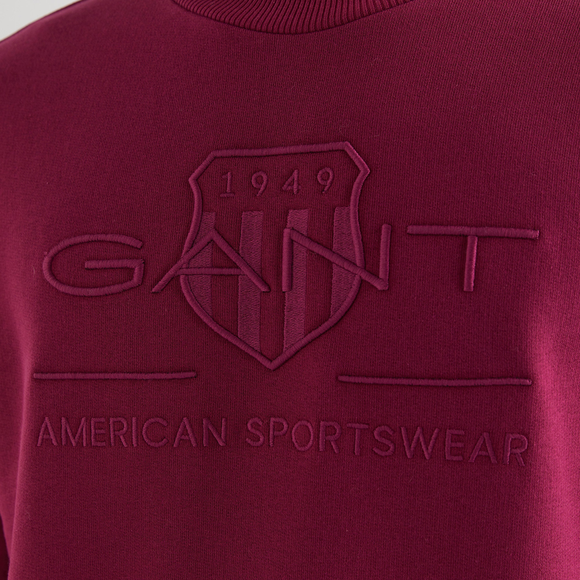 GANT Erkek Bordo Regular Fit Bisiklet Yaka Logolu Sweatshirt