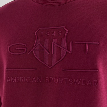  GANT Erkek Bordo Regular Fit Bisiklet Yaka Logolu Sweatshirt