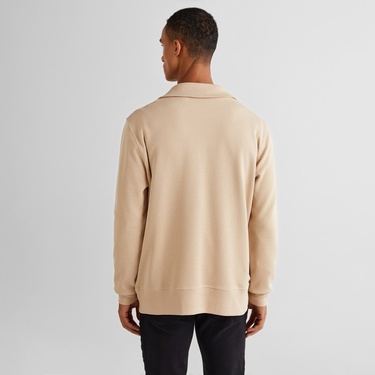  GANT Erkek Bej Regular Fit Yarım Fermuarlı Sweatshirt