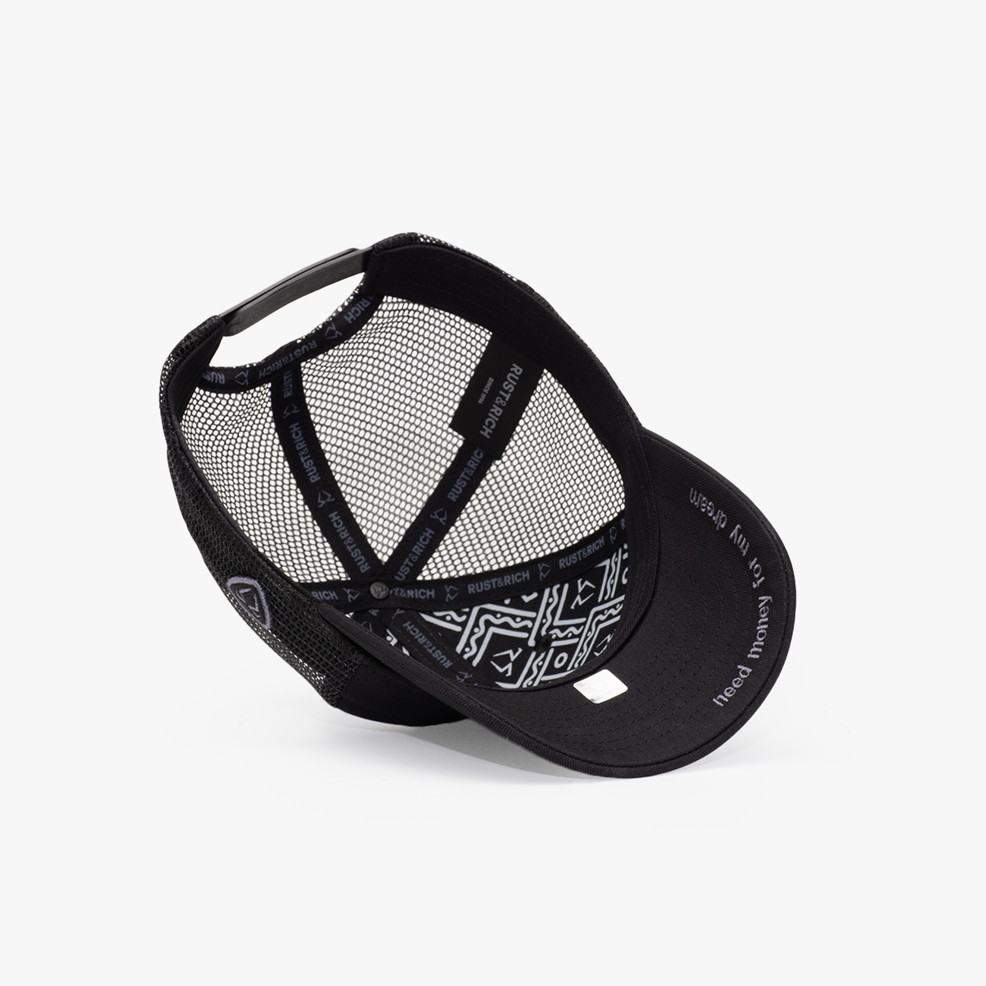 RustandRich Kadın Erkek Siyah/Gümüş Baseball Şapka-Timeless Collection-Mini Boss