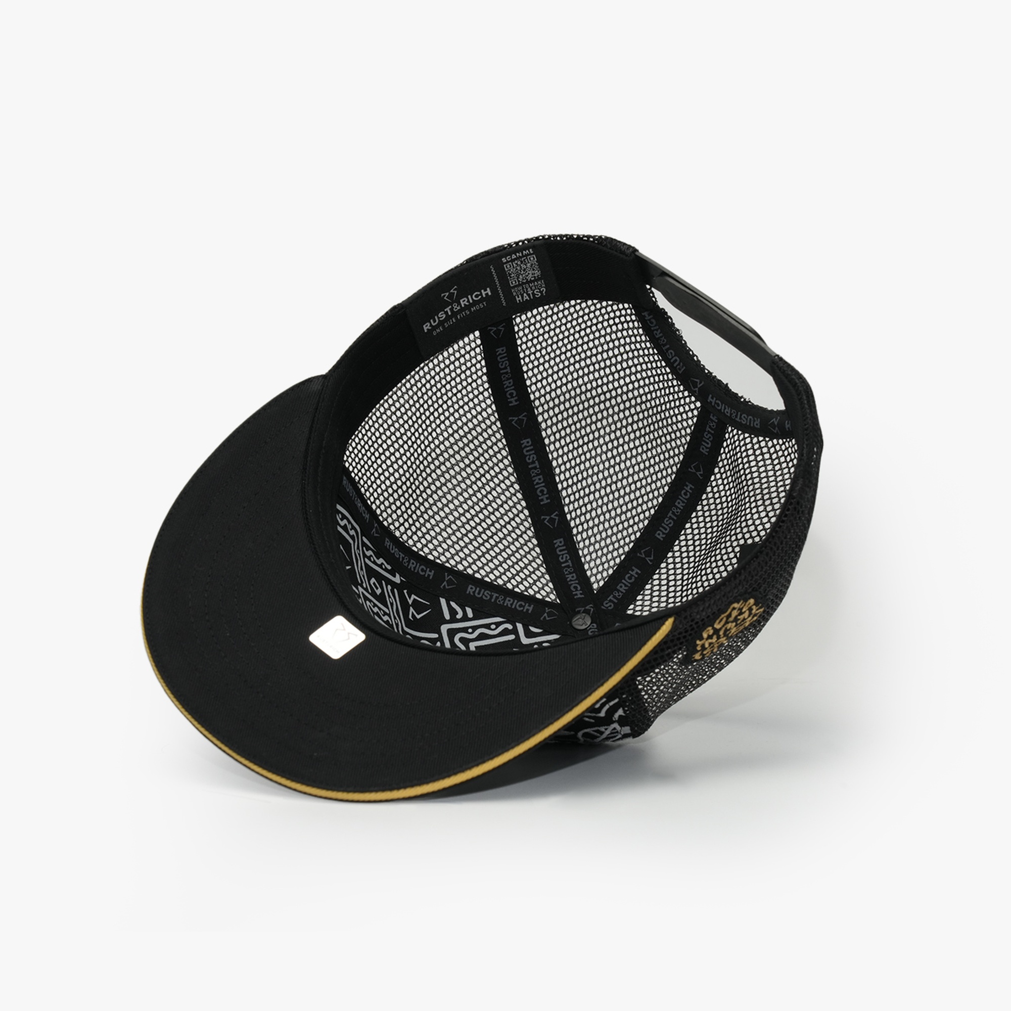 RustandRich Kadın Erkek Siyah Snapback Şapka-Art Collection-Doodle Monkey