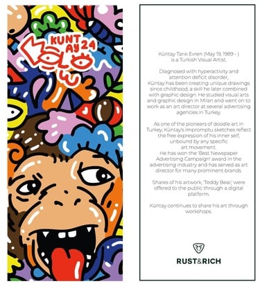  RustandRich Kadın Erkek Siyah/Beyaz Snapback Şapka-Art Collection-Doodle Monkey