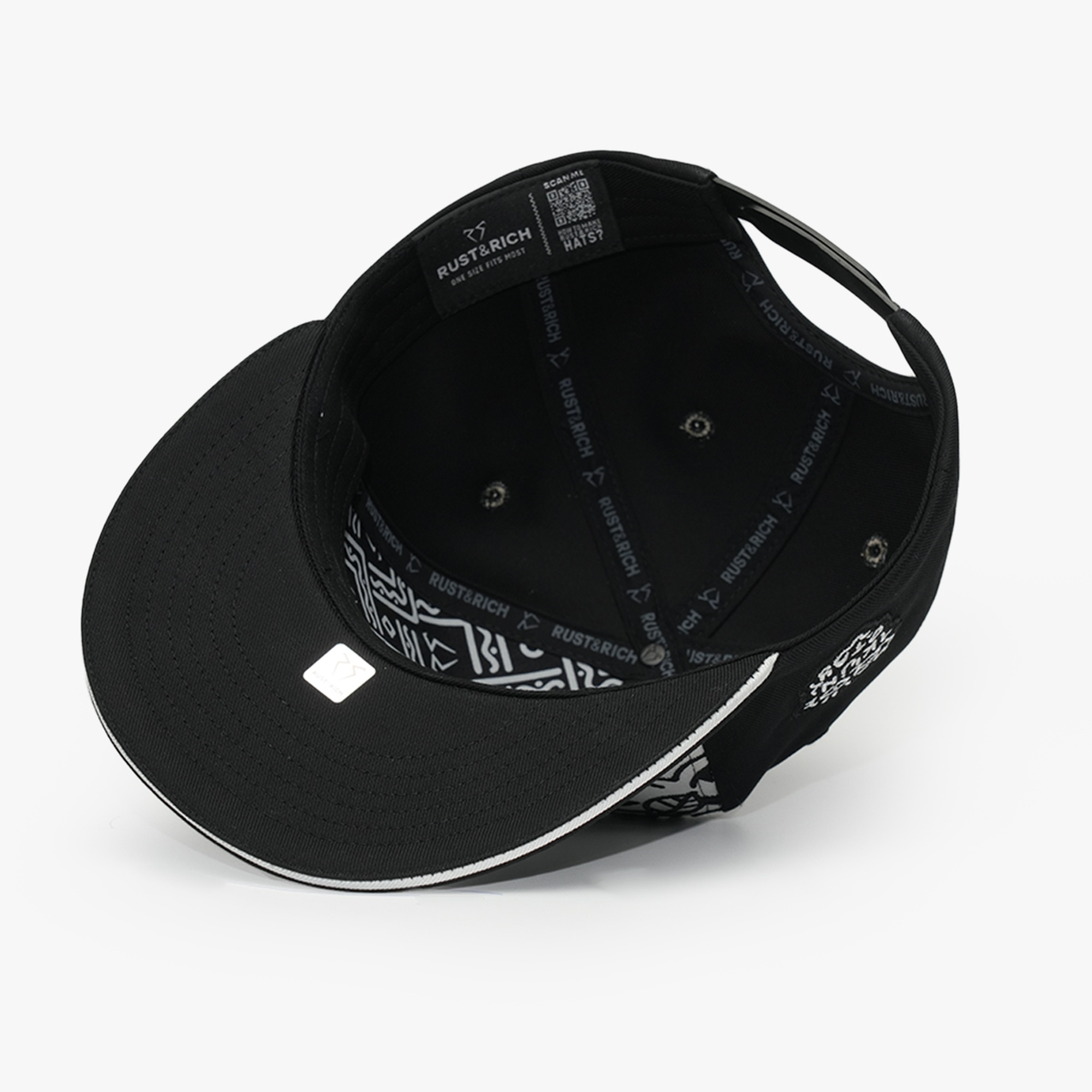 RustandRich Kadın Erkek Siyah/Beyaz Snapback Şapka-Art Collection-Doodle Monkey