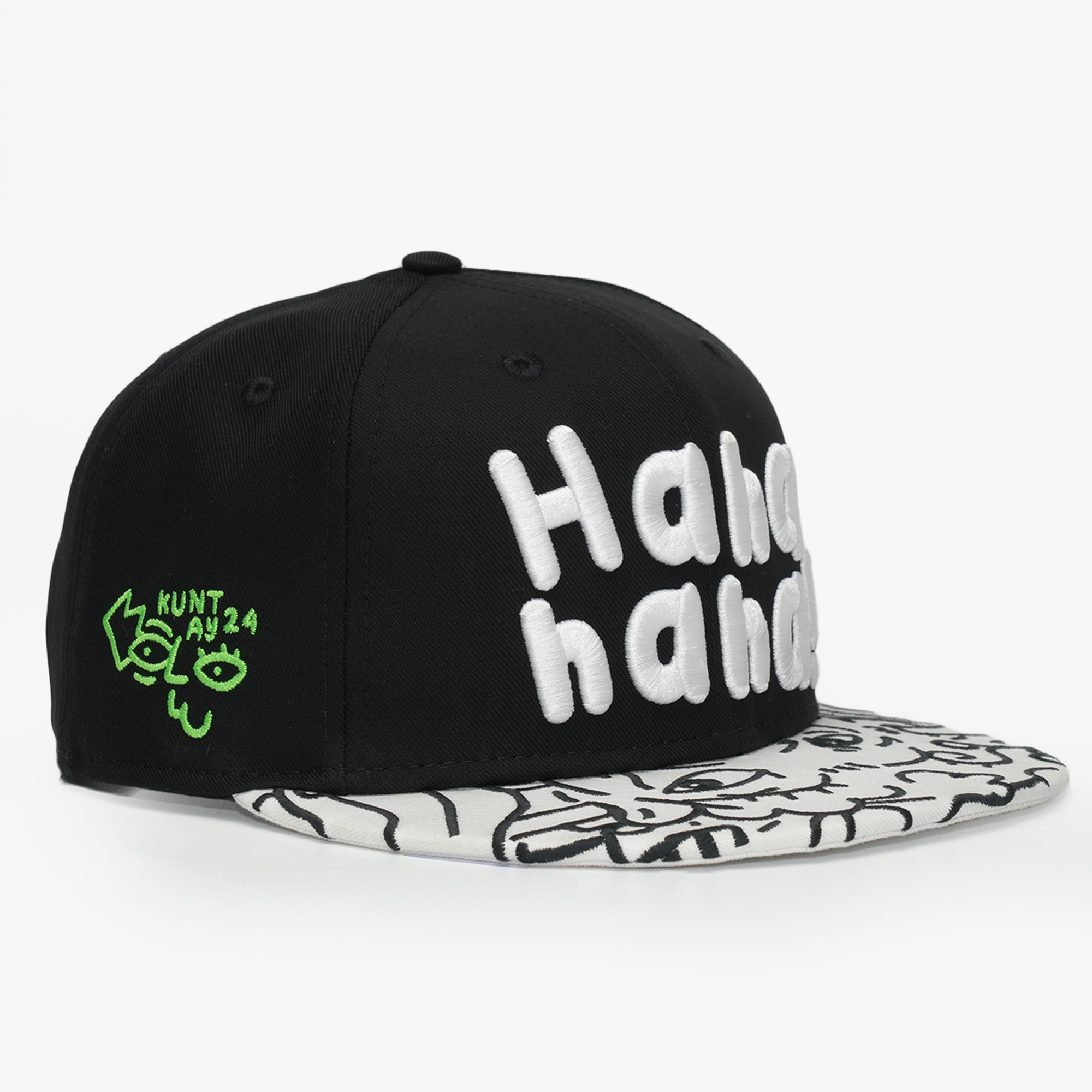 RustandRich Kadın Erkek Siyah Snapback Şapka-Art Collection-Doodle