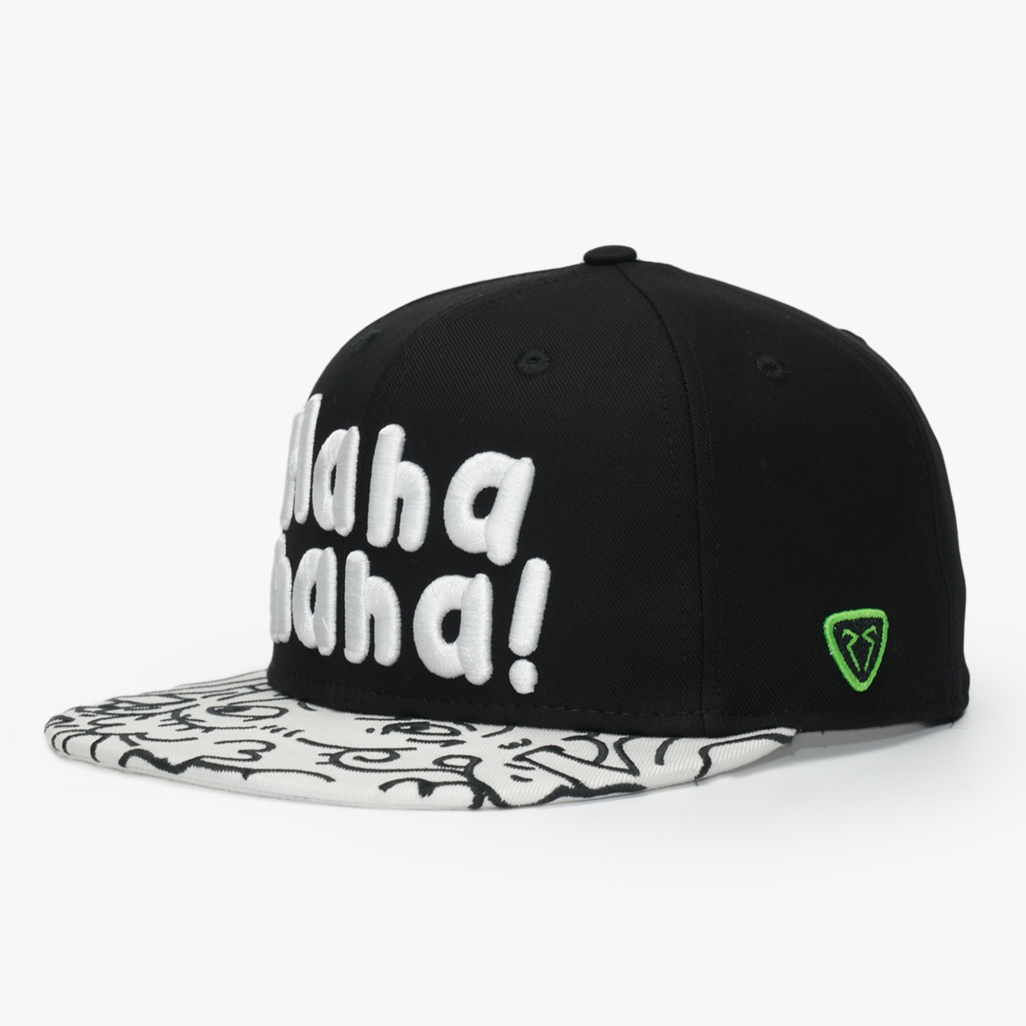 RustandRich Kadın Erkek Siyah Snapback Şapka-Art Collection-Doodle
