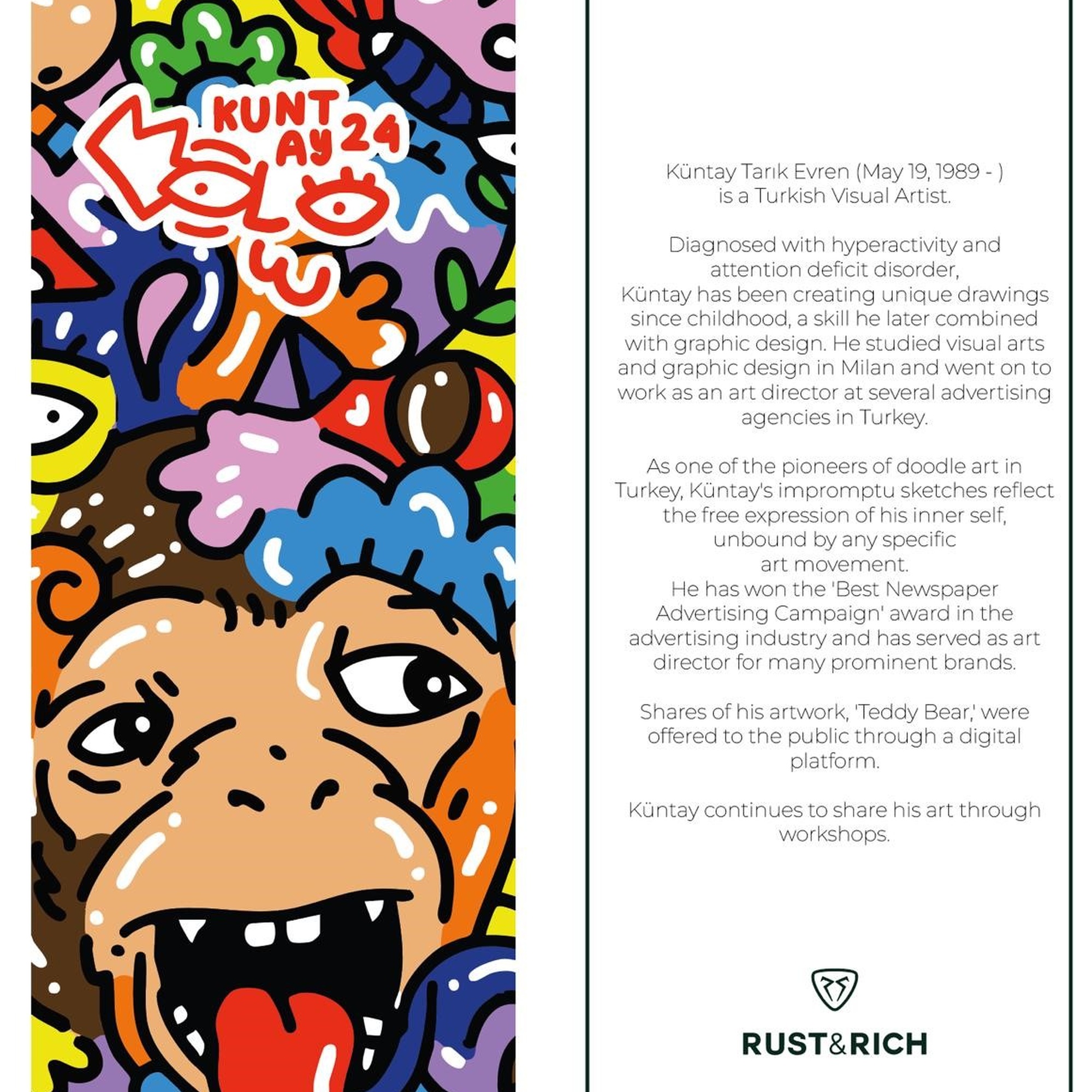 RustandRich Kadın Erkek Siyah Snapback Şapka-Art Collection-Doodle