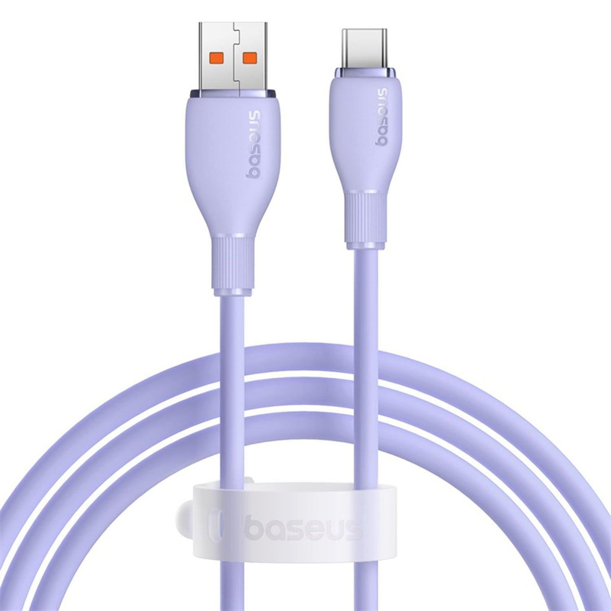 Baseus Pudding Hızlı Şarj Özellikli USB Type-C 100W Kablo 1.2M Mor P10355703511-00