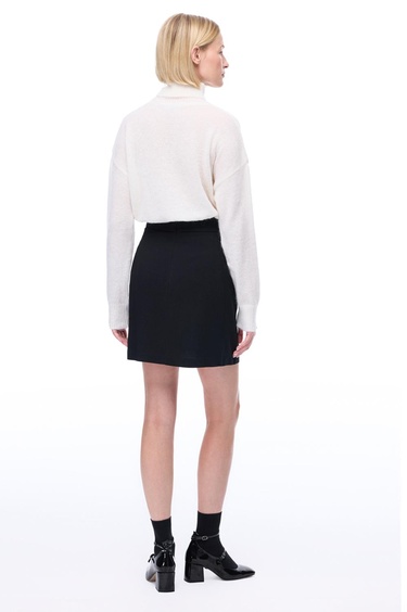  Seras Regular Fit Diz Üstü Siyah Etek