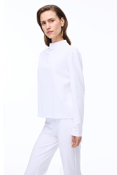  Animas Slim Fit Kısa Boy Düşük Kollu Yarım Dik Yaka Beyaz Bluz