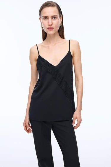  Farewell Regular Fit Standart Boy Askılı V-Yaka Siyah Bluz