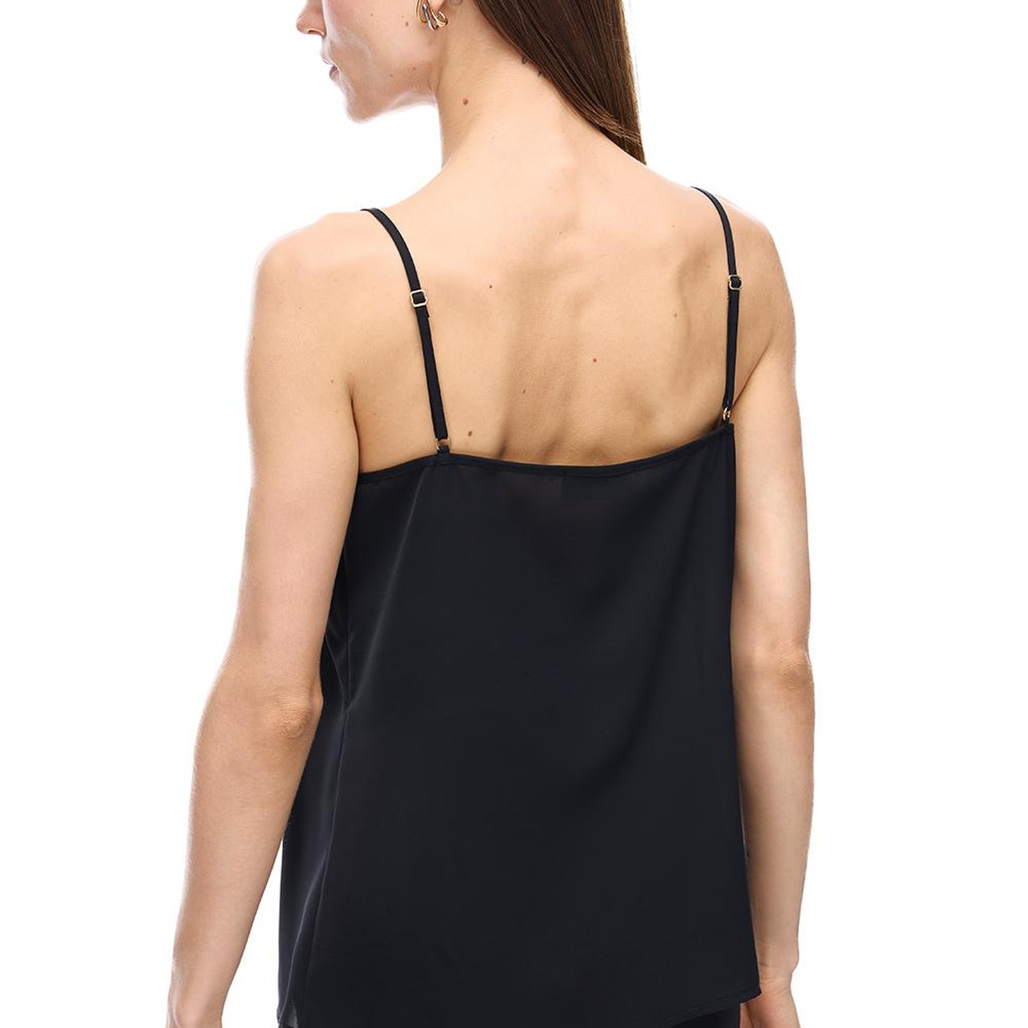 Farewell Regular Fit Standart Boy Askılı V-Yaka Siyah Bluz