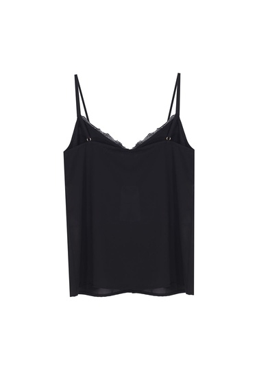  Farewell Regular Fit Standart Boy Askılı V-Yaka Siyah Bluz