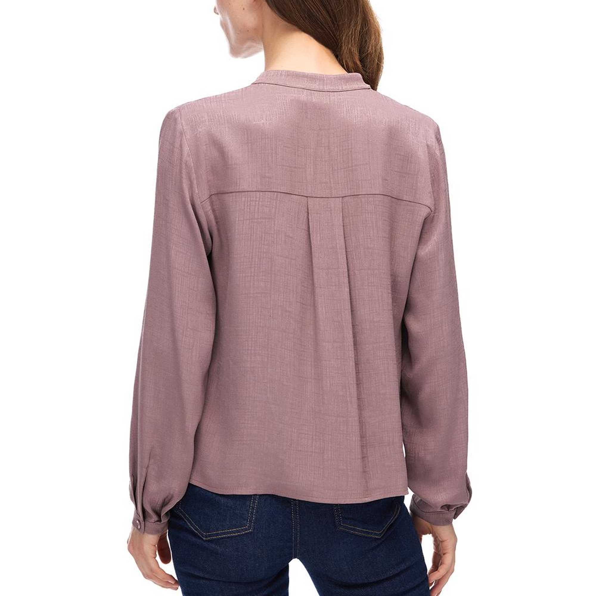 Akelas Regular Fit Standart Boy Takma Kol Hakim Yaka Vizon Renk Kadın Bluz