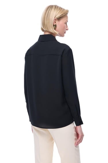  Farewell Regular Fit Standart Boy Takma Kol Dik Yaka Siyah Bluz