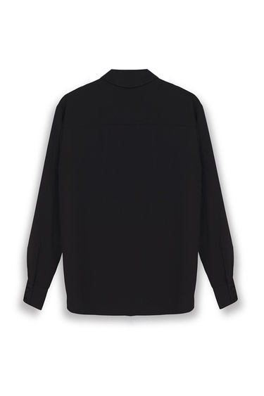  Farewell Regular Fit Standart Boy Takma Kol Dik Yaka Siyah Bluz