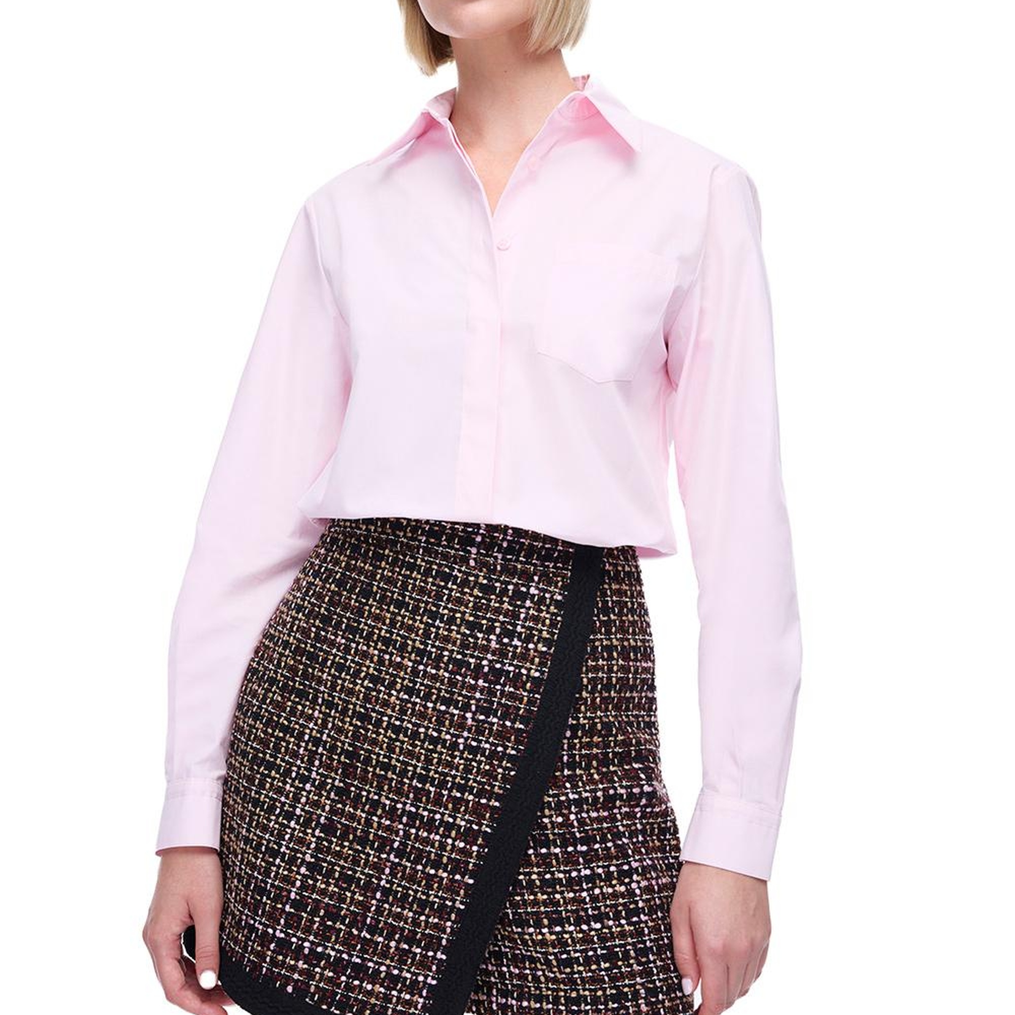 Amelias Regular Fit Standart Boy Düşük Kollu Gömlek Yaka Pudra Gömlek