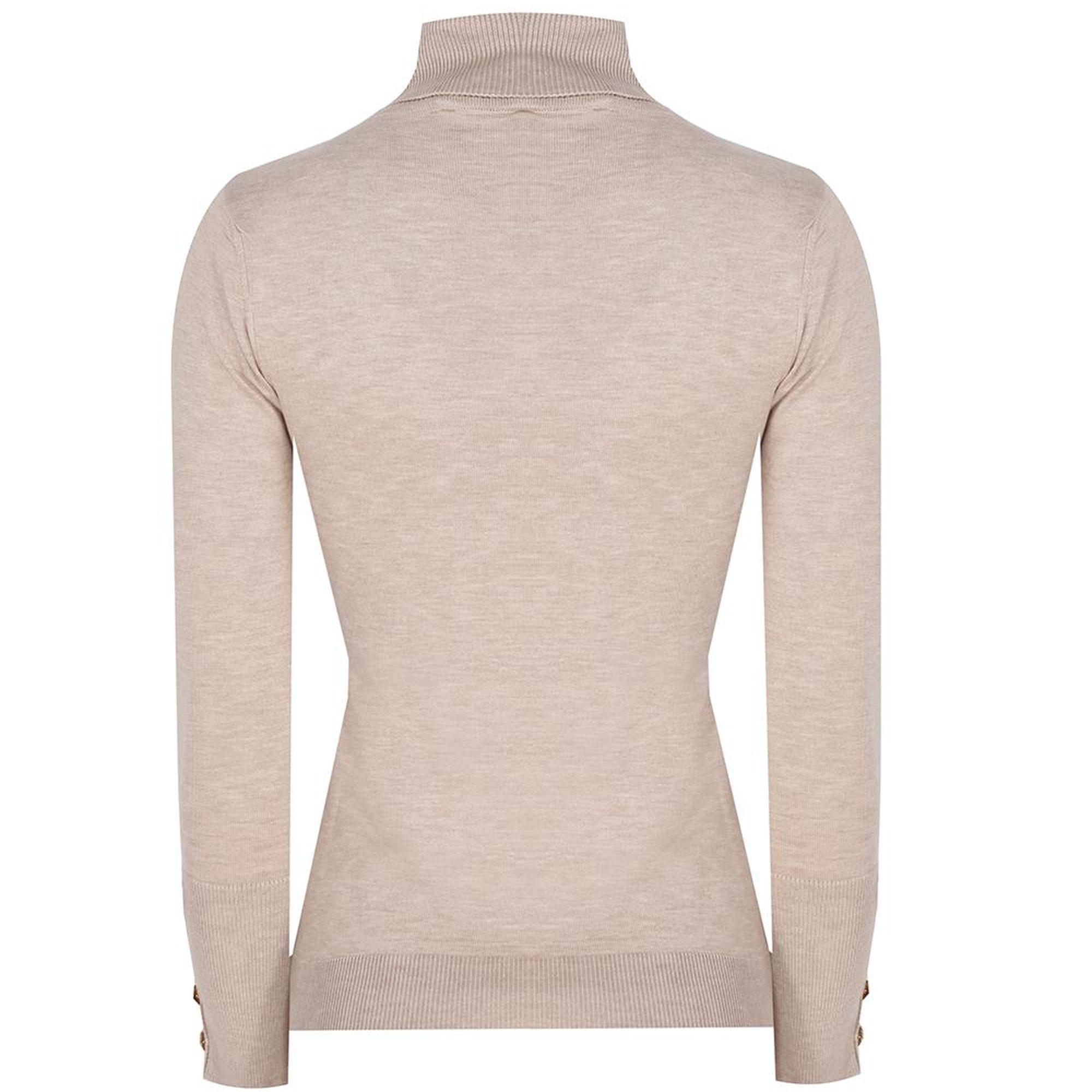 Triko Slim Fit Standart Boy Takma Kol Balıkçı Yaka Ekru Kazak