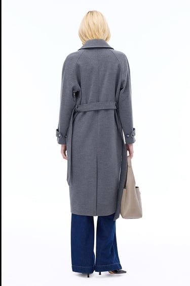  Mona Regular Fit Midi Boy Takma Kol Erkek Yaka Devetuyu Kaban