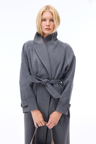  Mona Regular Fit Midi Boy Takma Kol Erkek Yaka Devetuyu Kaban