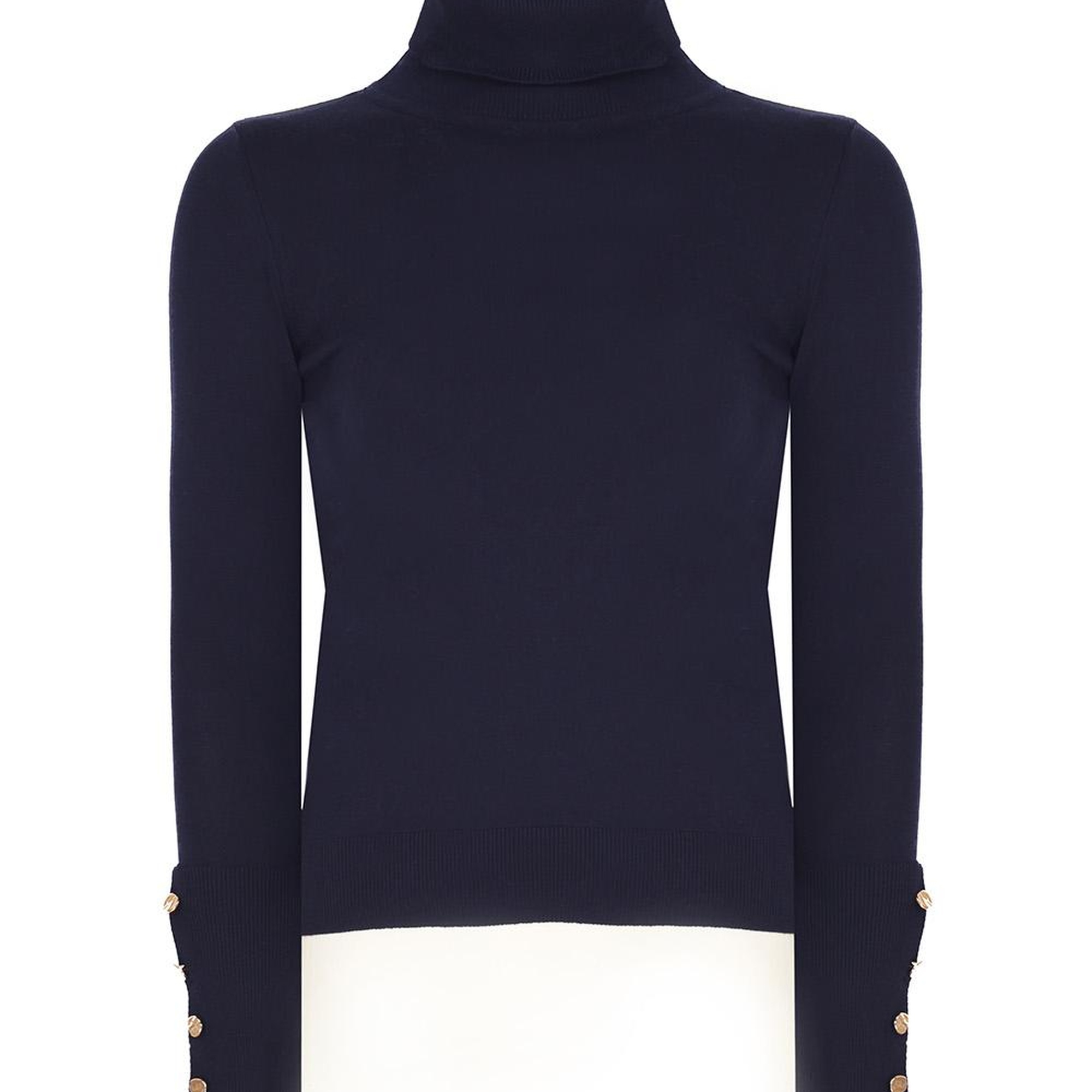 Triko Slim Fit Standart Boy Takma Kol Balıkçı Yaka Lacivert Kazak