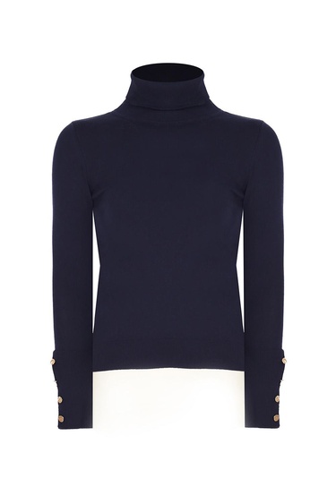  Triko Slim Fit Standart Boy Takma Kol Balıkçı Yaka Lacivert Kazak