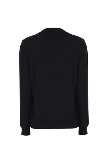  Triko Rahat Kalıp Standart Boy Takma Kol V-Yaka Siyah Kazak