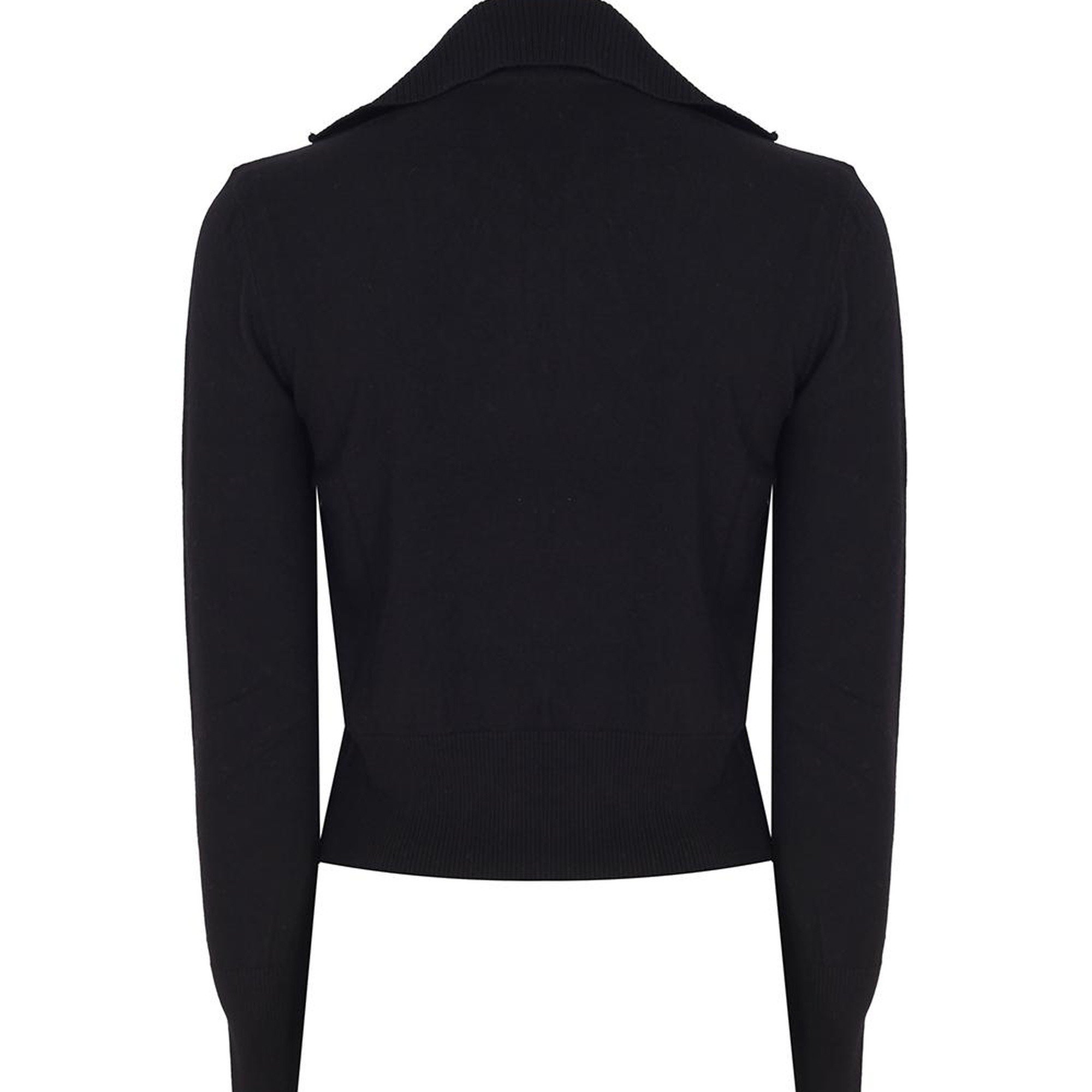 Triko Rahat Kalıp Standart Boy Takma Kol V-Yaka Siyah Kazak