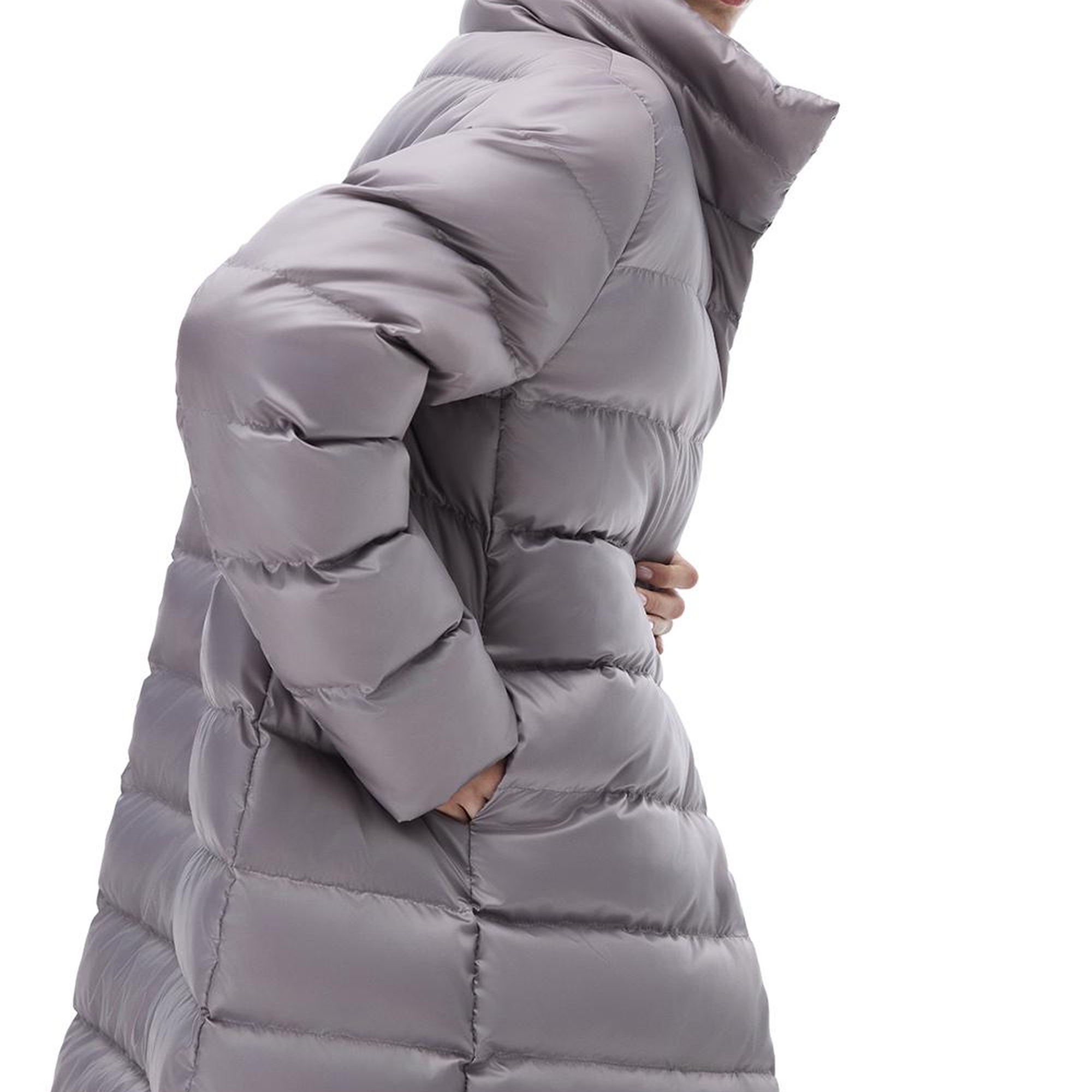 Awans Regular Fit Diz Üstü Takma Kol Hakim Yaka Gri Mont