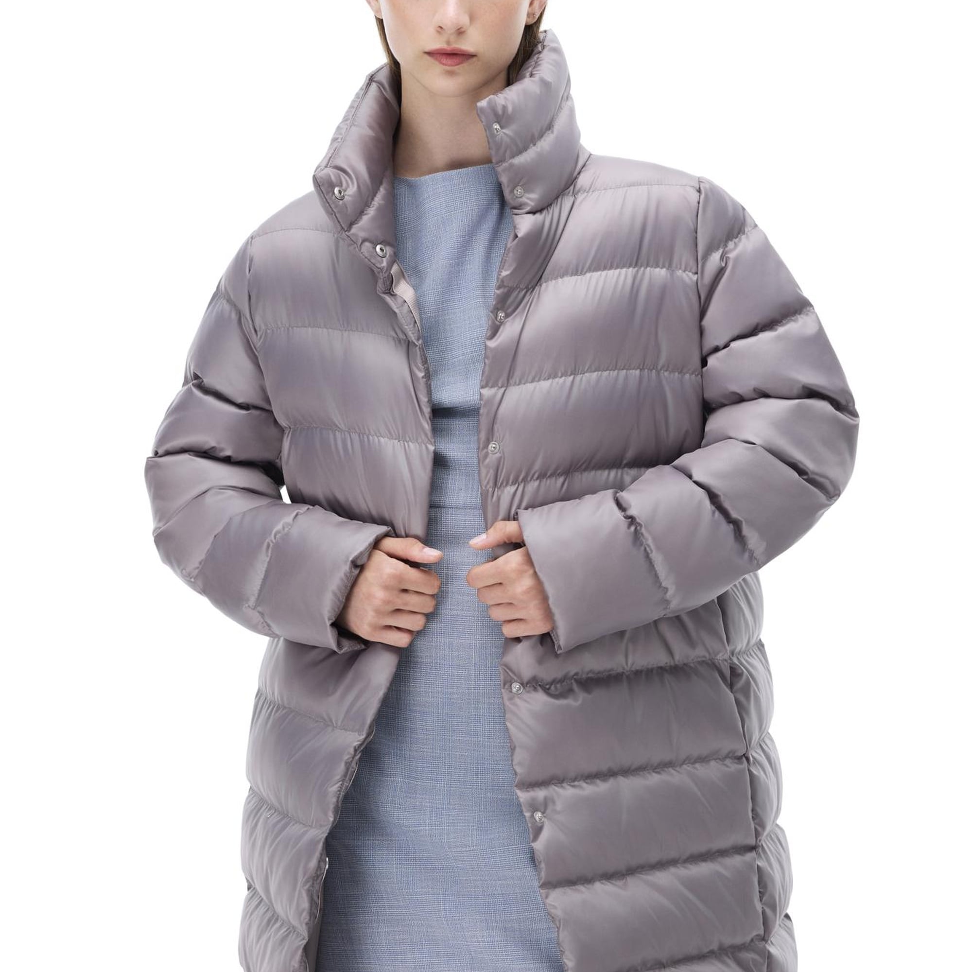 Awans Regular Fit Diz Üstü Takma Kol Hakim Yaka Gri Mont