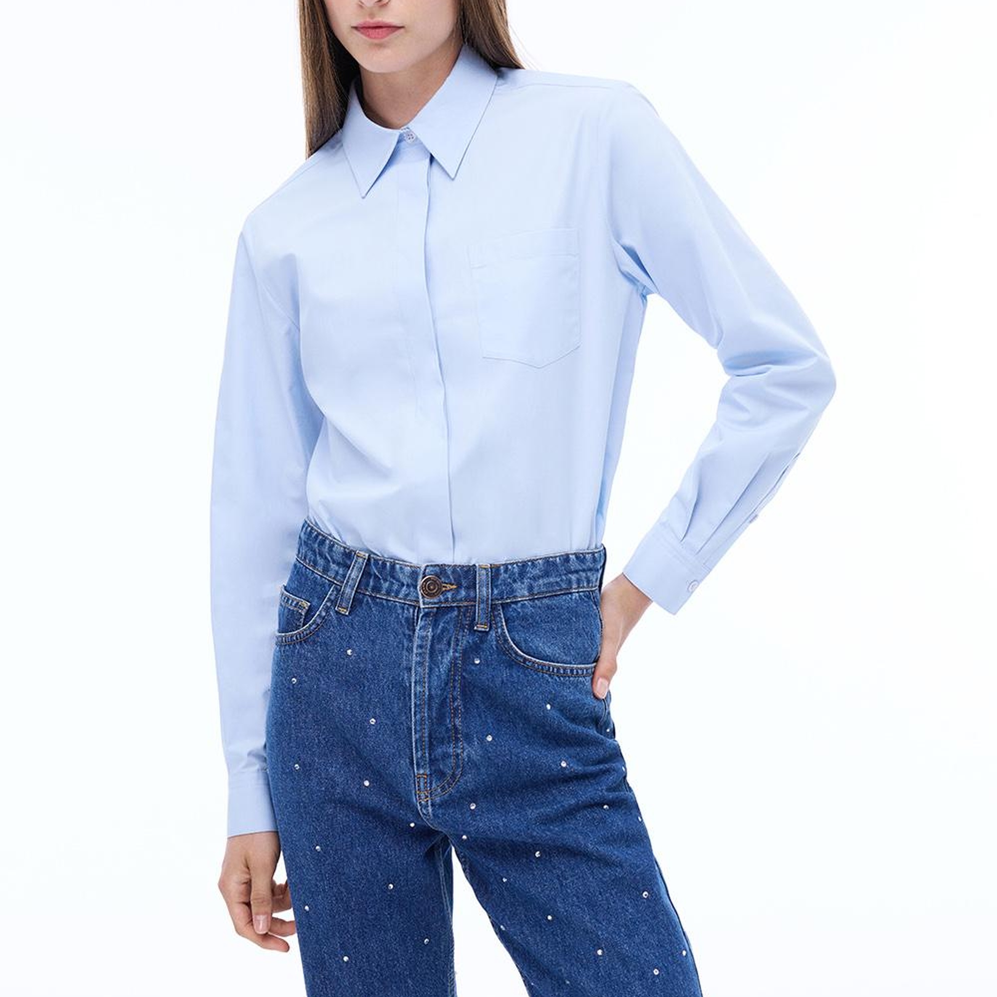 Blendas Rahat Kalıp Bilek Boy Acık mavı Pantolon