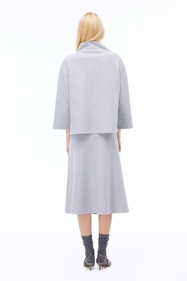  Distance Rahat Kalıp Uzun Boy Düşük Kollu Balıkçı Yaka Gri melanj Ust