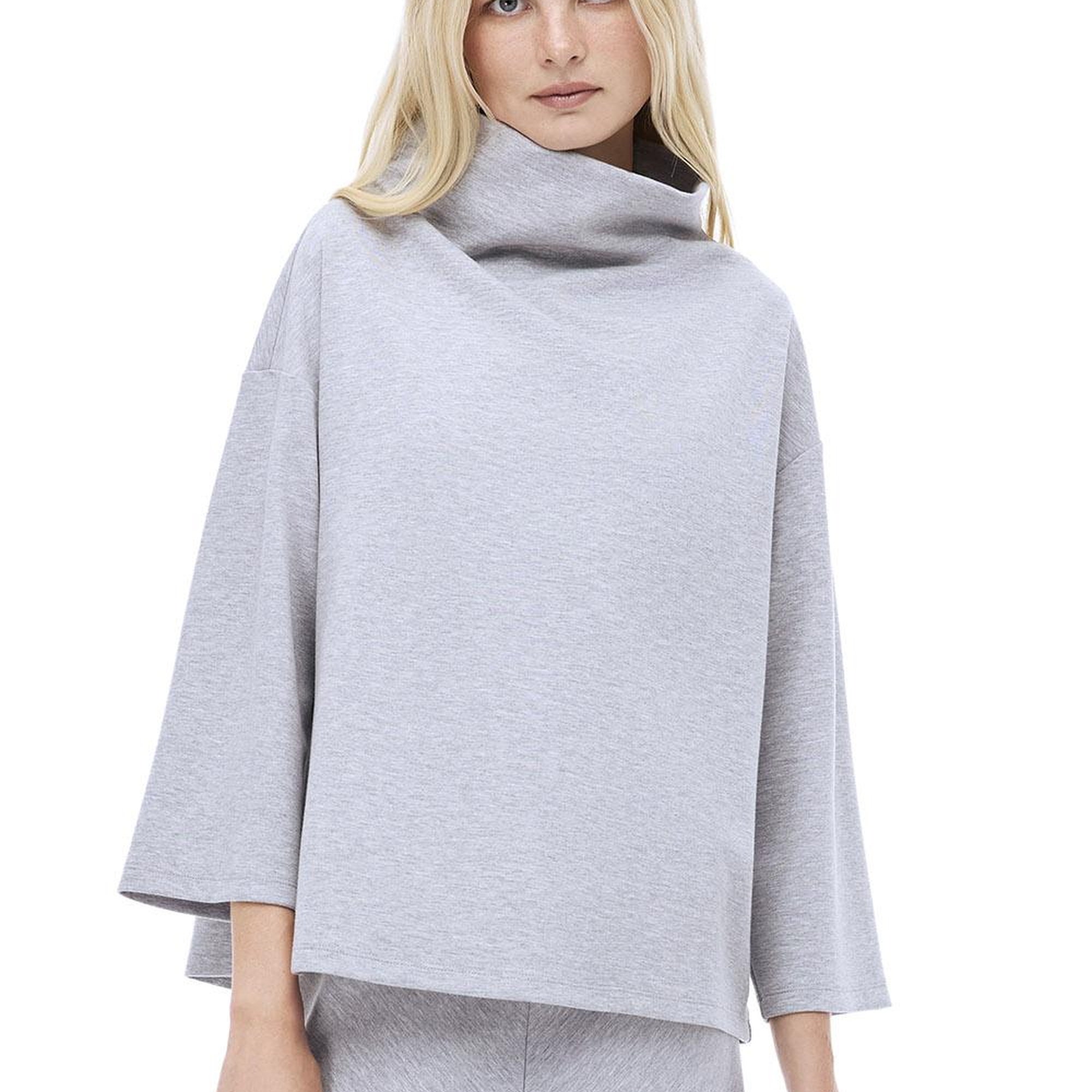 Distance Rahat Kalıp Uzun Boy Düşük Kollu Balıkçı Yaka Gri melanj Ust